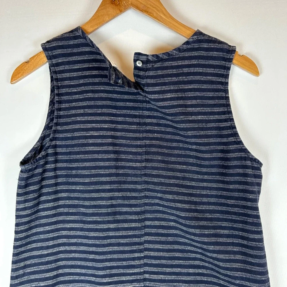J Jill Linen Stripe Sleeveless Shift Dress Women Size S Blue Casual - Picture 10 of 10